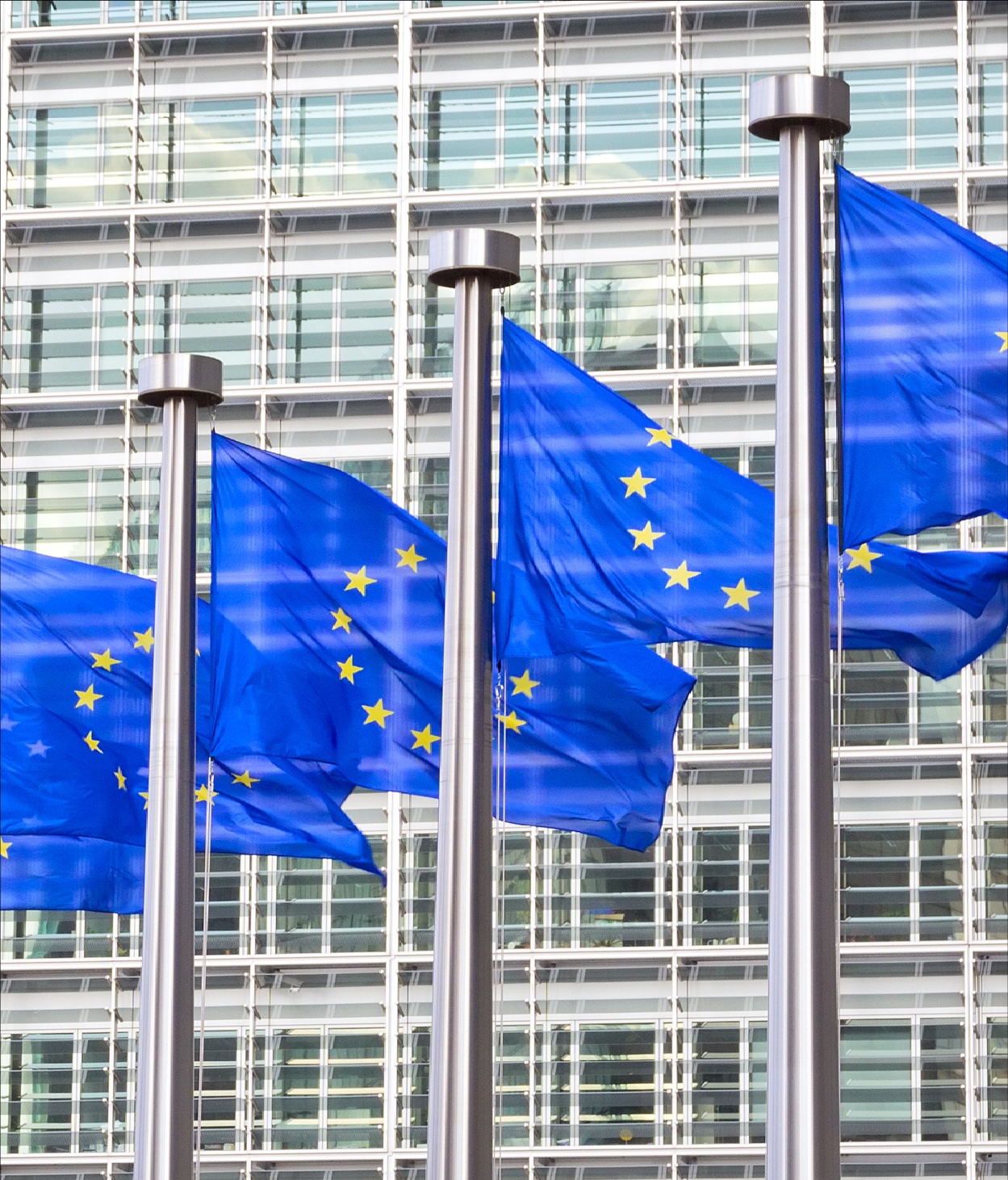 EU flags in front of the EU Commission Building