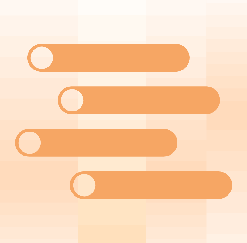 Orange list icons on a beige background.