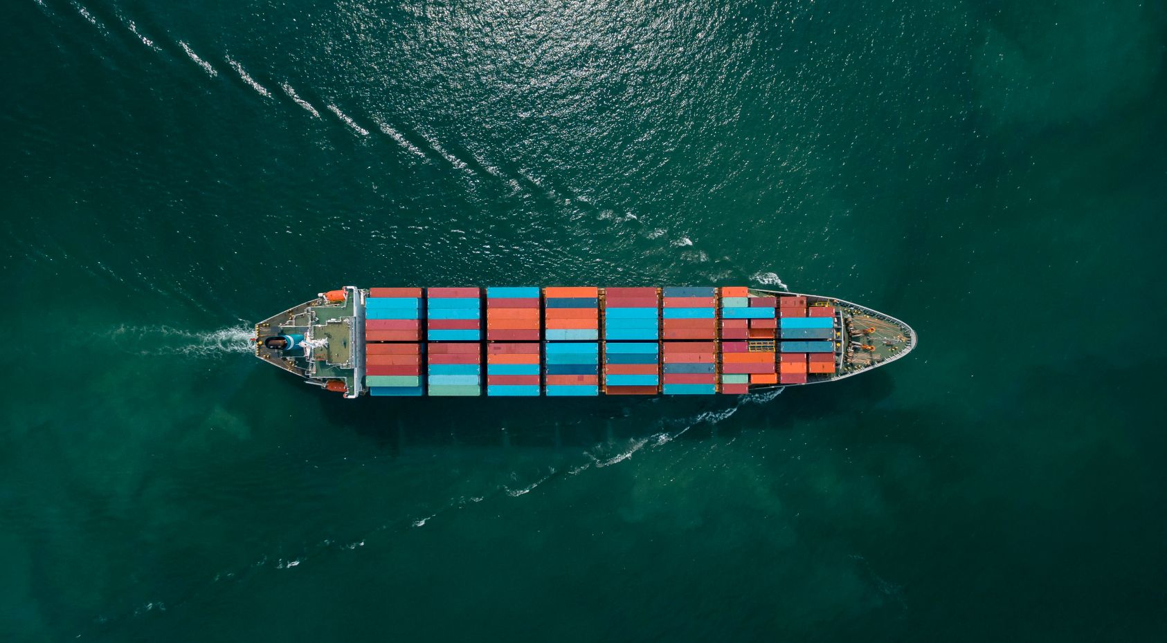 Overhead photo of a shipping vessel 